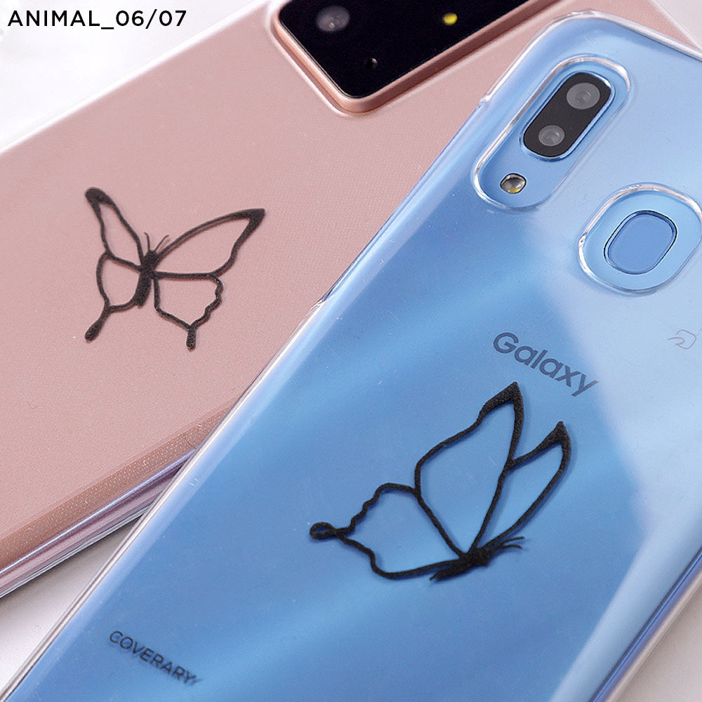 クリアケース ショルダーストラップ付き 線画 アニマル 背面ケース Xperiaシリーズ