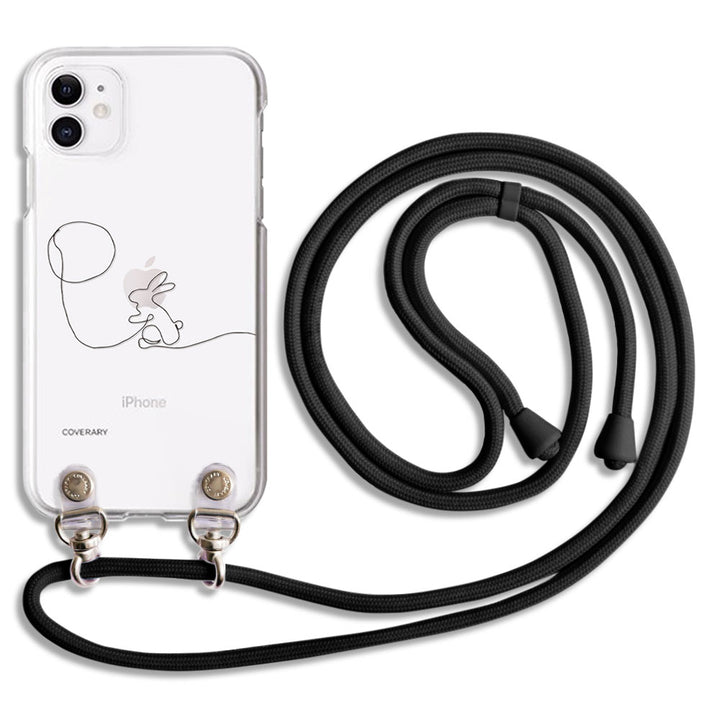 Clear case with shoulder strap, line art animal, back case