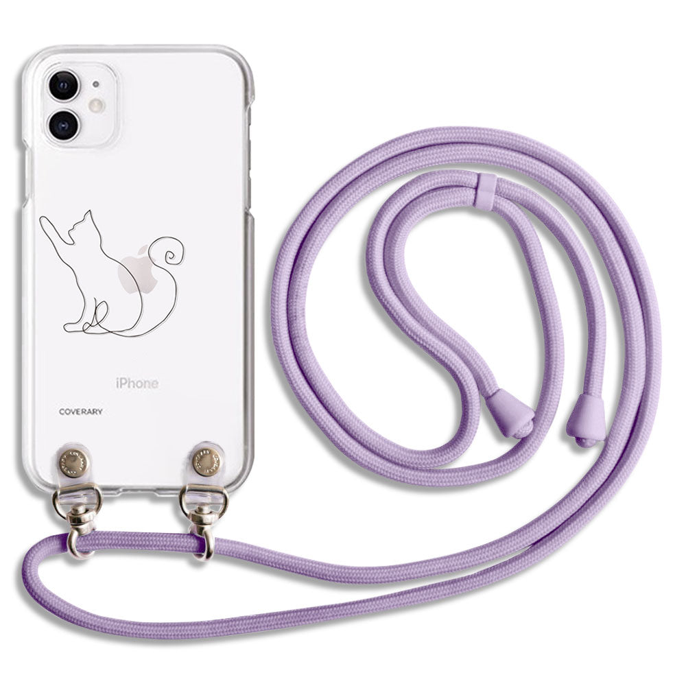 Clear case with shoulder strap, line art animal, back case
