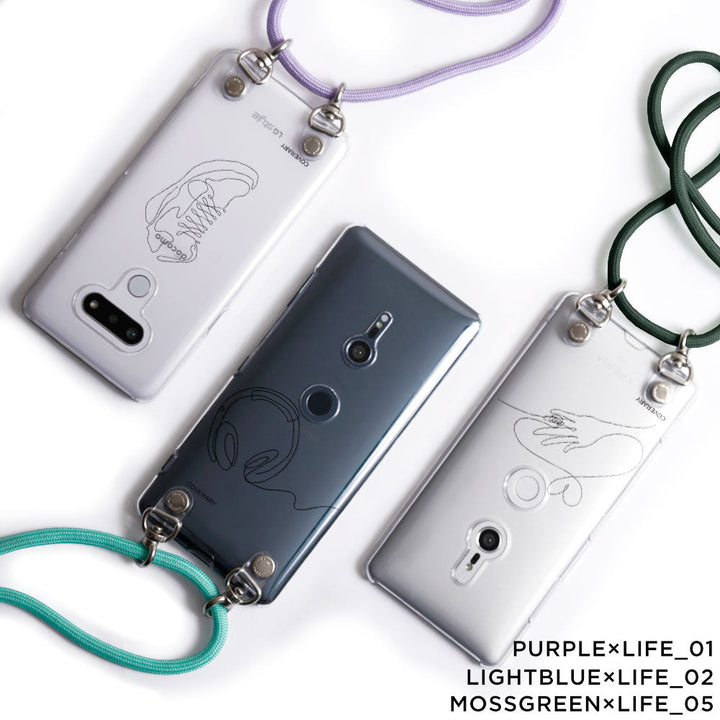 Clear case with shoulder strap, line art, Life, back case for Google Pixel series