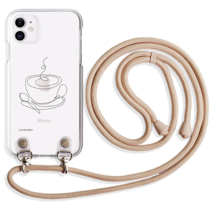 Clear case with shoulder strap, line art, Life, back case for iPhone series