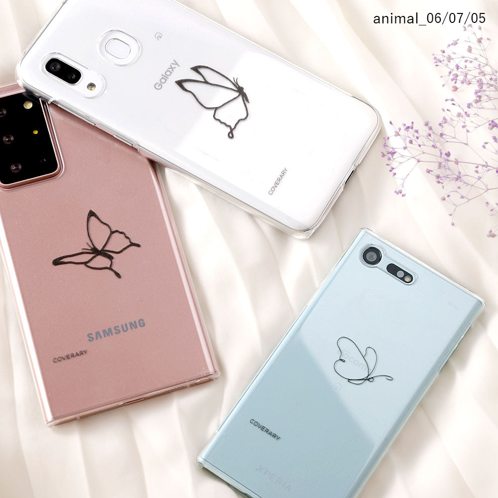 クリアケース レーザー加工 線画 アニマル 背面ケース Xperiaシリーズ