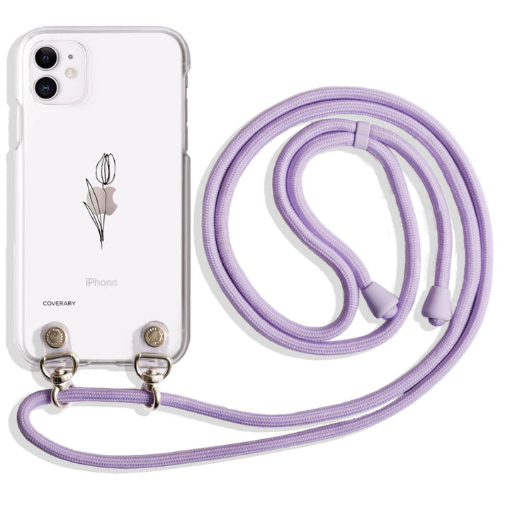 Coque transparente avec bandoulière, dessin au trait, fleur, coque arrière pour la série Google Pixel