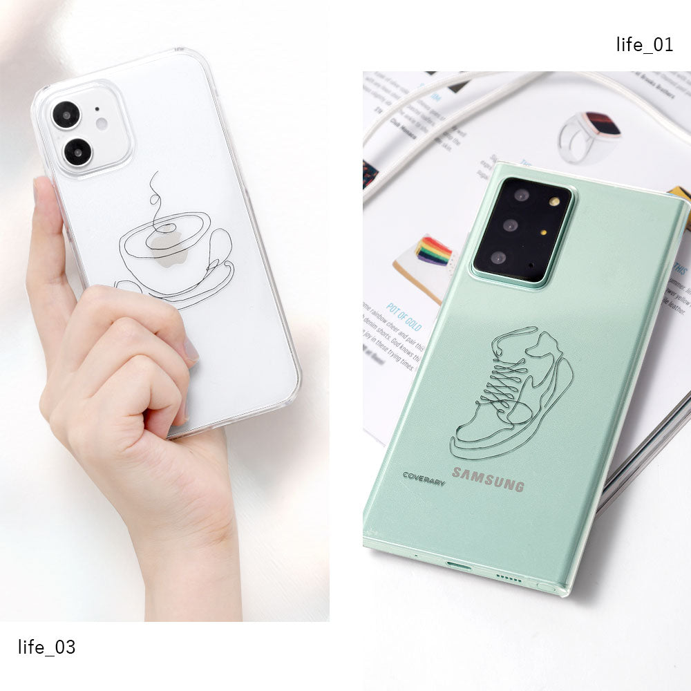 Clear case laser engraving line art life back case Google Pixel series