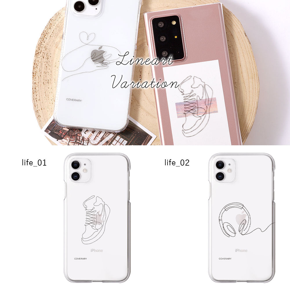 Clear case with shoulder strap, line art, life, back case, AQUOS series