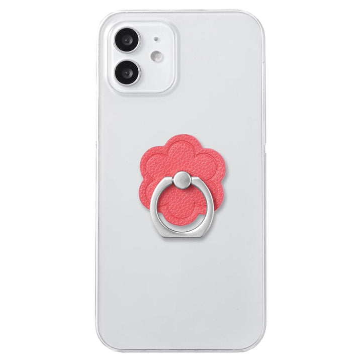 Coque transparente en cuir vegan basique aspect cuir avec anneau pour téléphone motif fleur pour la série Google Pixel