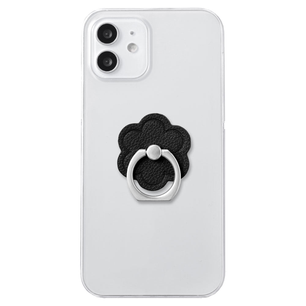 Coque transparente en cuir vegan basique aspect cuir avec anneau pour téléphone motif fleur pour la série Google Pixel