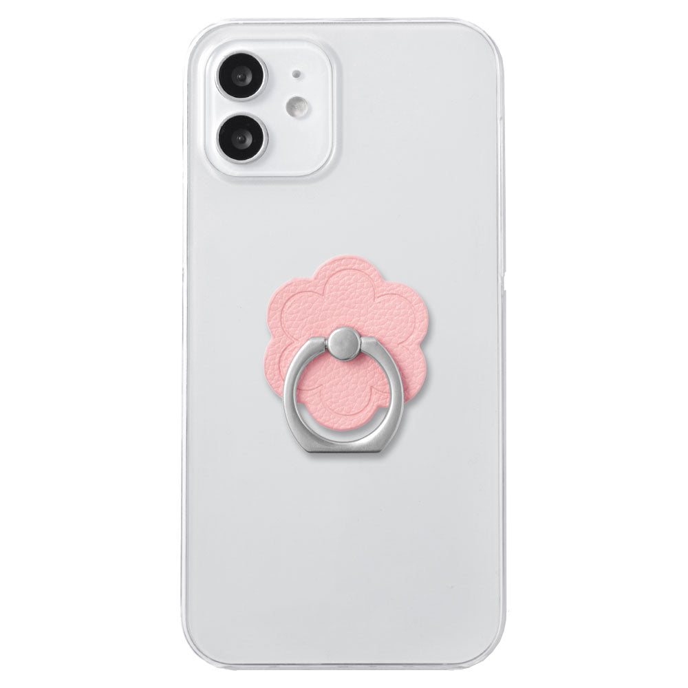Coque transparente en cuir vegan basique aspect cuir avec anneau pour téléphone motif fleur pour la série Google Pixel