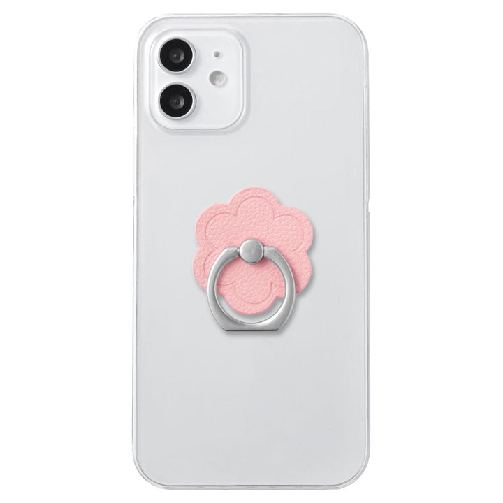 Coque transparente en cuir vegan basique aspect cuir avec anneau pour téléphone motif fleur pour la série Google Pixel