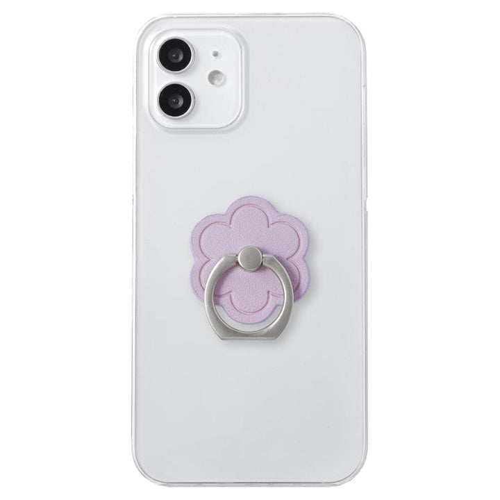 Coque transparente en cuir végan tissu lisse couleur terne fleur avec anneau pour smartphone coque arrière série Xperia