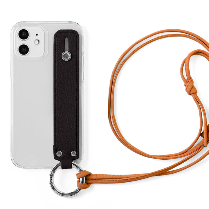 Clear case genuine leather 32 colors Italian shrink leather with hand belt & ring shoulder strap (no metal fitting adjustment) attached back case AQUOS series