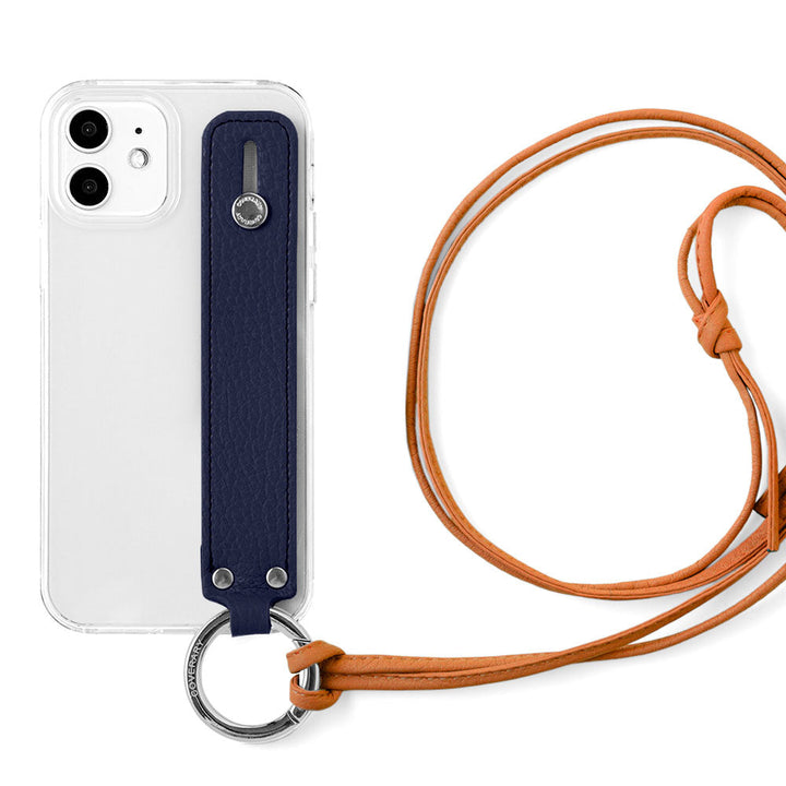 Clear case genuine leather 32 colors Italian shrink leather with hand belt & ring shoulder strap (no metal fitting adjustment) attached back case AQUOS series
