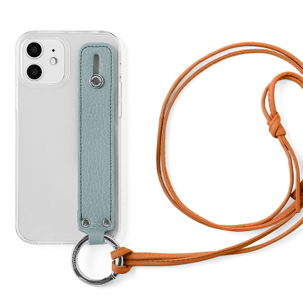 Clear case genuine leather 32 colors Italian shrink leather with hand belt & ring shoulder strap (no metal fitting adjustment) attached back case AQUOS series