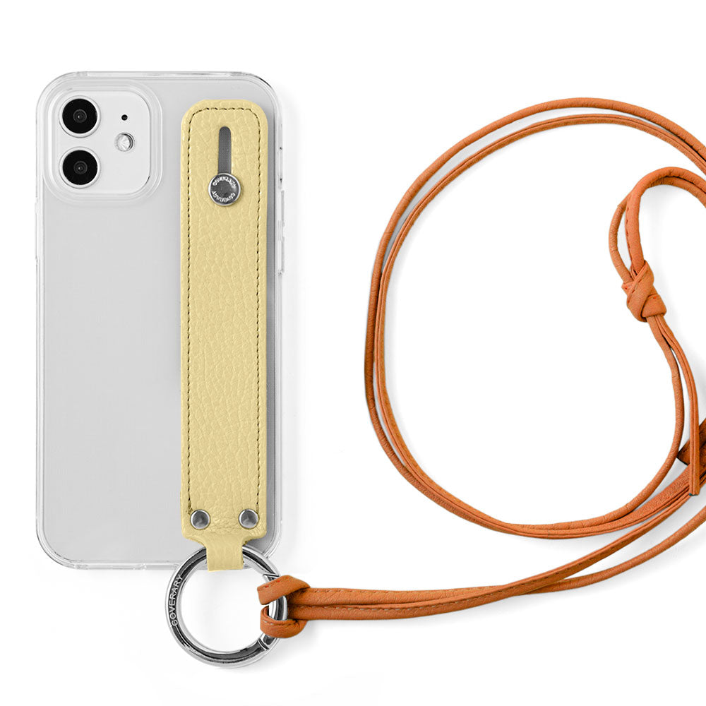 Clear case genuine leather 32 colors Italian shrink leather with hand belt & ring shoulder strap (no metal fitting adjustment) attached back case AQUOS series