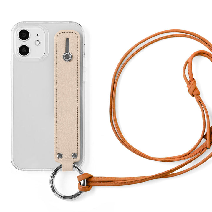 Clear case genuine leather 32 colors Italian shrink leather with hand belt & ring shoulder strap (no metal adjustment) attached back case Xperia series