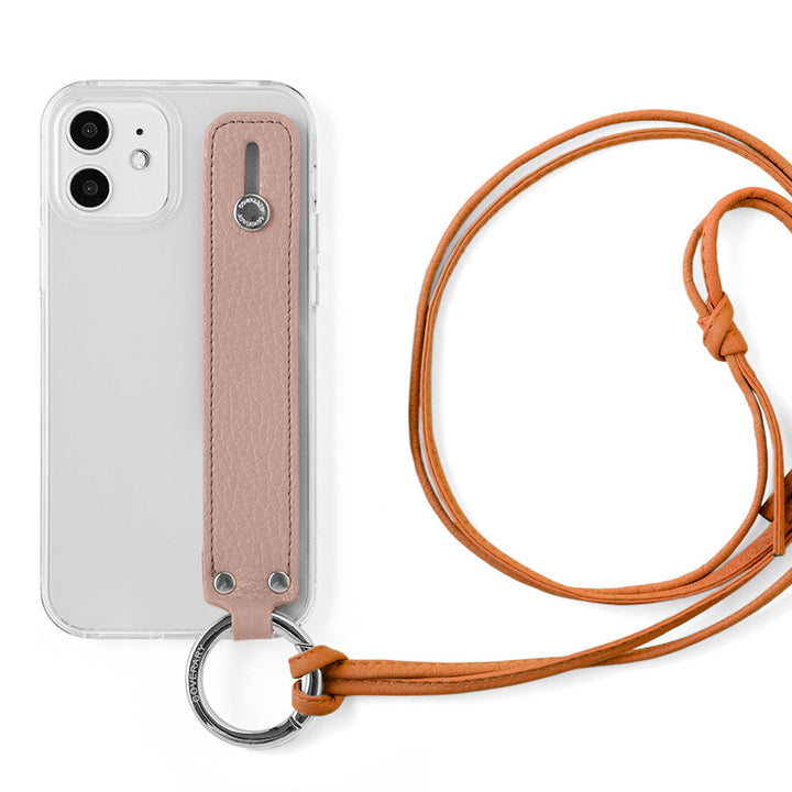 Clear case genuine leather 32 colors Italian shrink leather with hand belt & ring shoulder strap (no metal adjustment) attached back case Xperia series