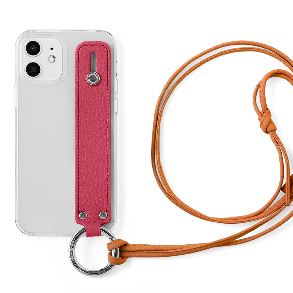 Clear case genuine leather 32 colors Italian shrink leather with hand belt & ring shoulder strap (no metal adjustment) attached back case Xperia series