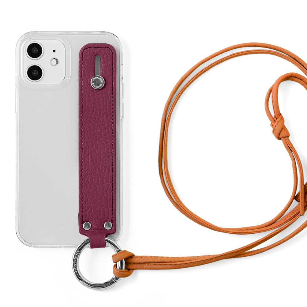 Clear case genuine leather 32 colors Italian shrink leather with hand belt & ring shoulder strap (no metal fitting adjustment) attached back case AQUOS series