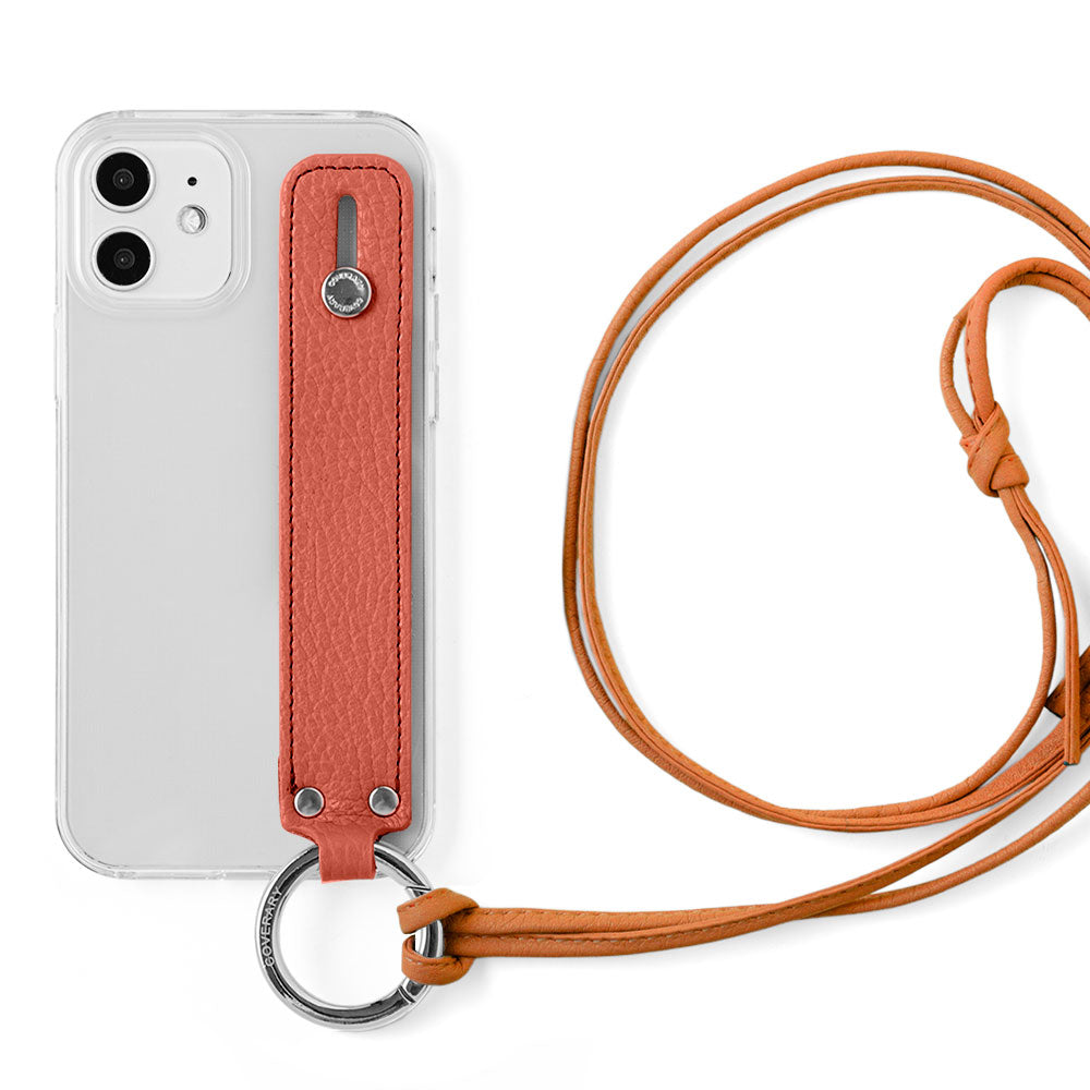 Clear case genuine leather 32 colors Italian shrink leather with hand belt & ring shoulder strap (no metal adjustment) attached back case Xperia series