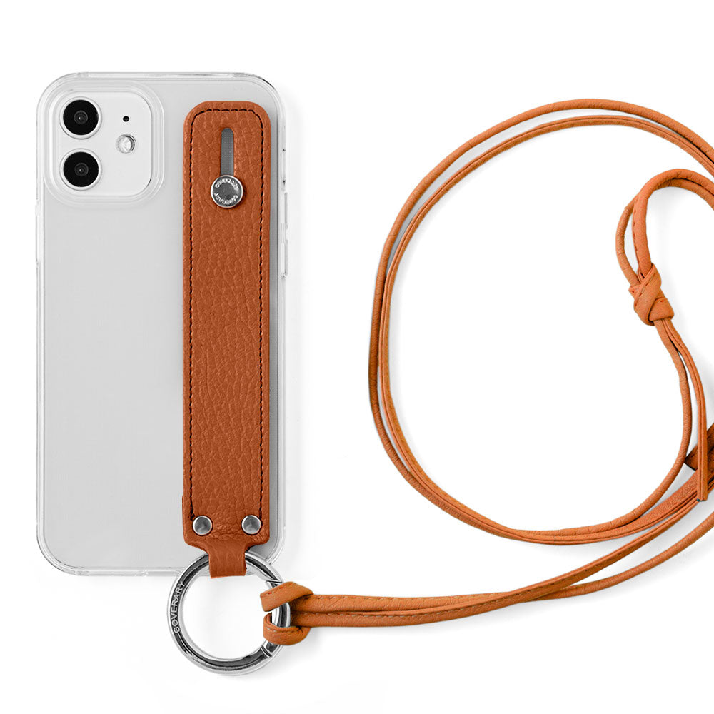 Clear case genuine leather 32 colors Italian shrink leather with hand belt & ring shoulder strap (no metal fitting adjustment) attached back case AQUOS series