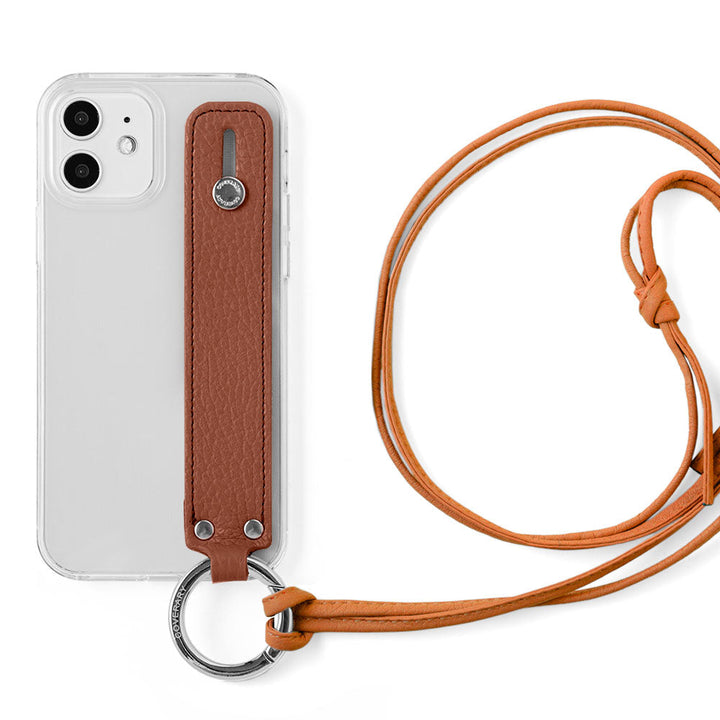 Clear case genuine leather 32 colors Italian shrink leather with hand belt & ring shoulder strap (no metal adjustment) attached back case Xperia series