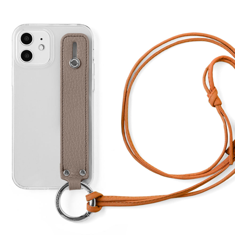 Clear case genuine leather 32 colors Italian shrink leather with hand belt & ring shoulder strap (no metal fitting adjustment) attached back case AQUOS series