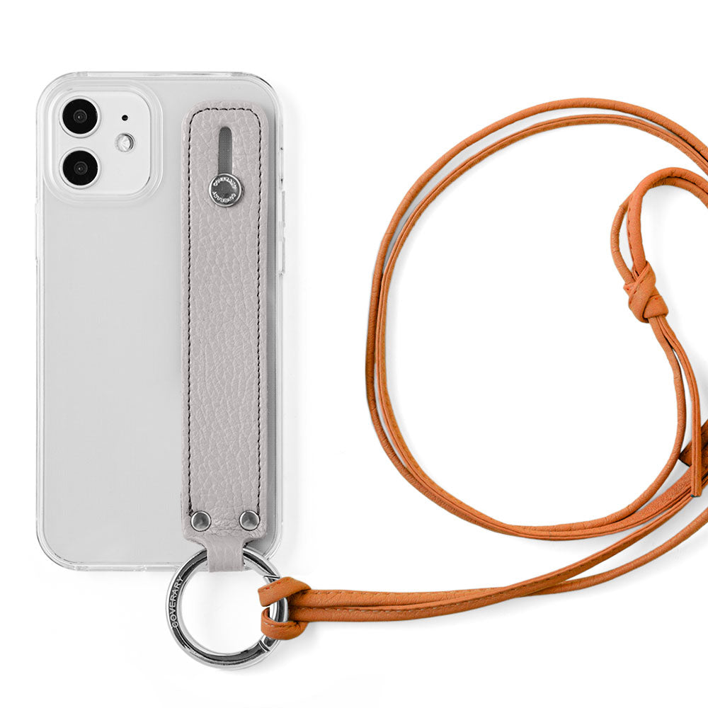 Clear case genuine leather 32 colors Italian shrink leather with hand belt & ring shoulder strap (no metal fitting adjustment) attached back case AQUOS series