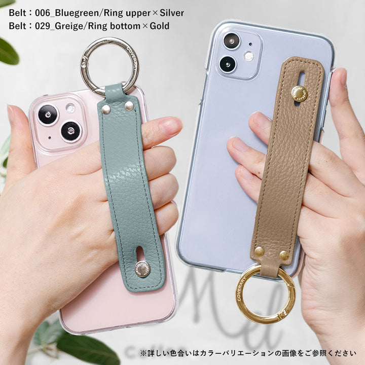 クリアケース 本革 32色 イタリアンシュリンクレザー ハンドベルト付き 背面ケース iPhoneシリーズ
