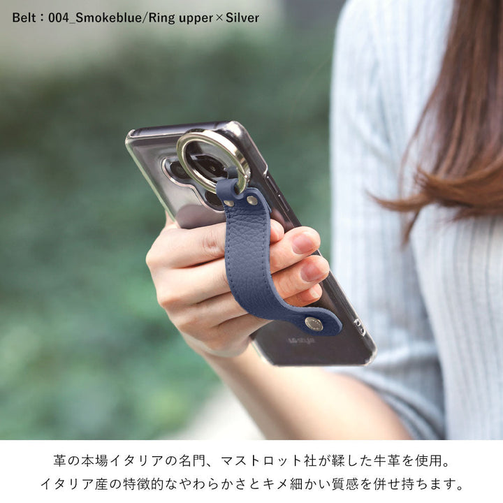 クリアケース 本革 32色 イタリアンシュリンクレザー ハンドベルト付き 背面ケース iPhoneシリーズ