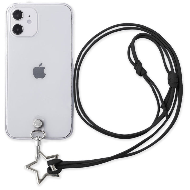 クリアケース 本革 星型リングショルダーストラップ(金具調整なし)付き 背面ケース