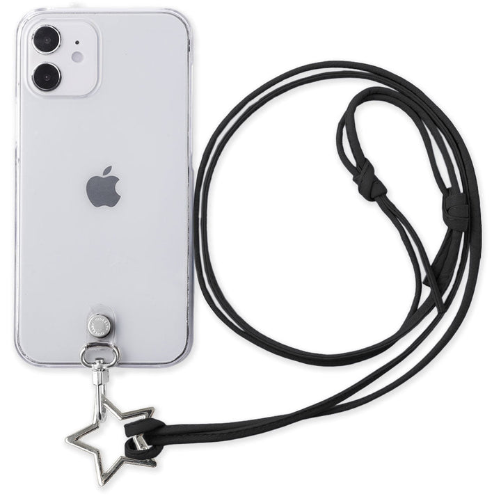 Étui transparent en cuir véritable avec sangle d'épaule à anneau en forme d'étoile (sans réglage de la quincaillerie) pour la série Xperia, étui arrière