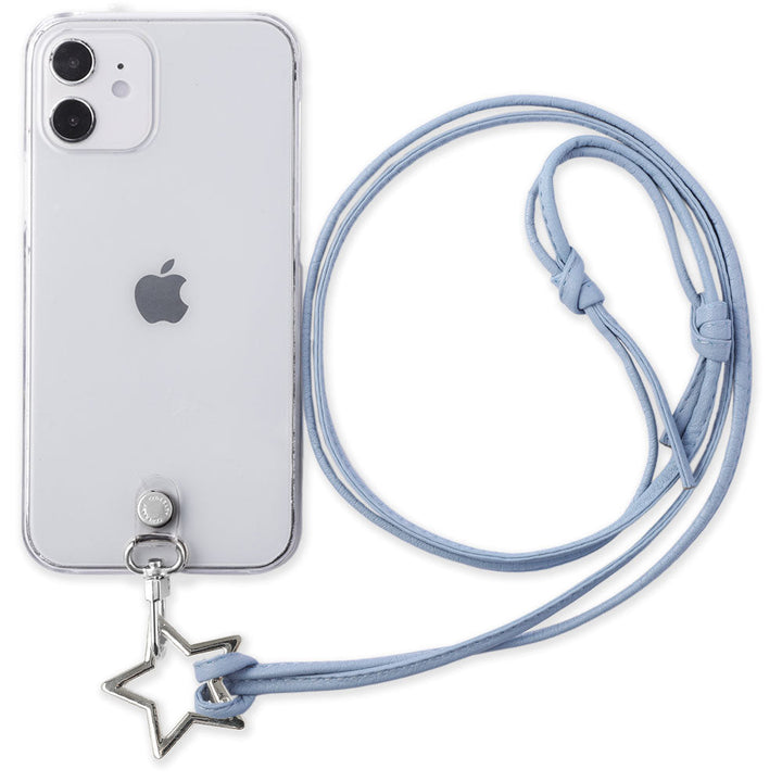 Étui transparent en cuir véritable avec sangle d'épaule à anneau en forme d'étoile (sans réglage de la quincaillerie) pour la série Xperia, étui arrière