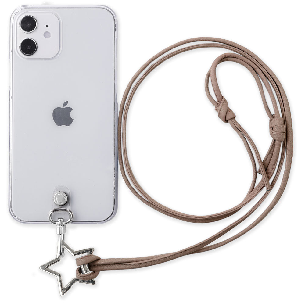 Étui transparent en cuir véritable avec sangle d'épaule à anneau en forme d'étoile (sans réglage de la quincaillerie) pour l'arrière du boîtier Google Pixel série