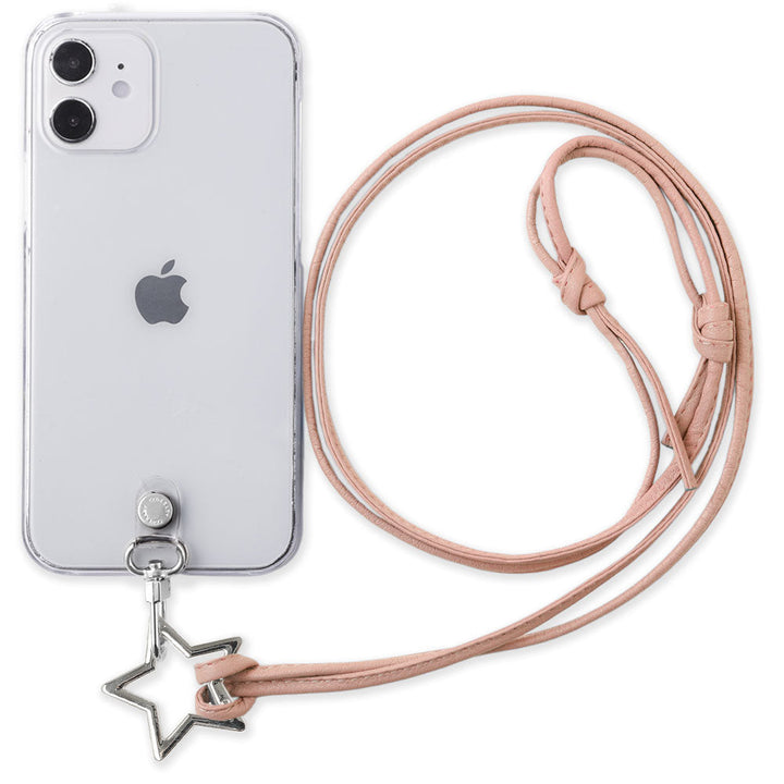 Étui transparent en cuir véritable avec sangle d'épaule à anneau en forme d'étoile (sans réglage de la quincaillerie) pour l'arrière du boîtier Google Pixel série