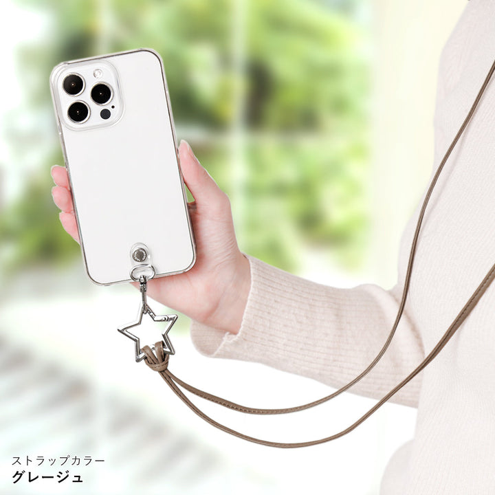 Étui transparent en cuir véritable avec sangle d'épaule à anneau en forme d'étoile (sans réglage de la quincaillerie) pour la série Galaxy, étui arrière