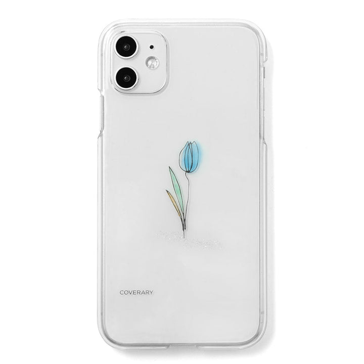 クリアケース レジン×レーザー加工 線画 フラワー 背面ケース Xperiaシリーズ