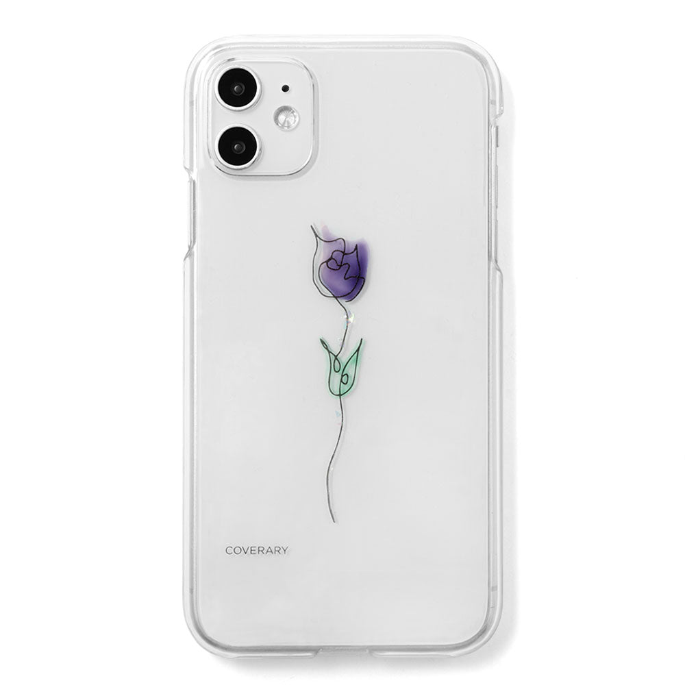 Boîtier transparent Résine × Gravure laser Dessin au trait Fleur Boîtier arrière Série Google Pixel