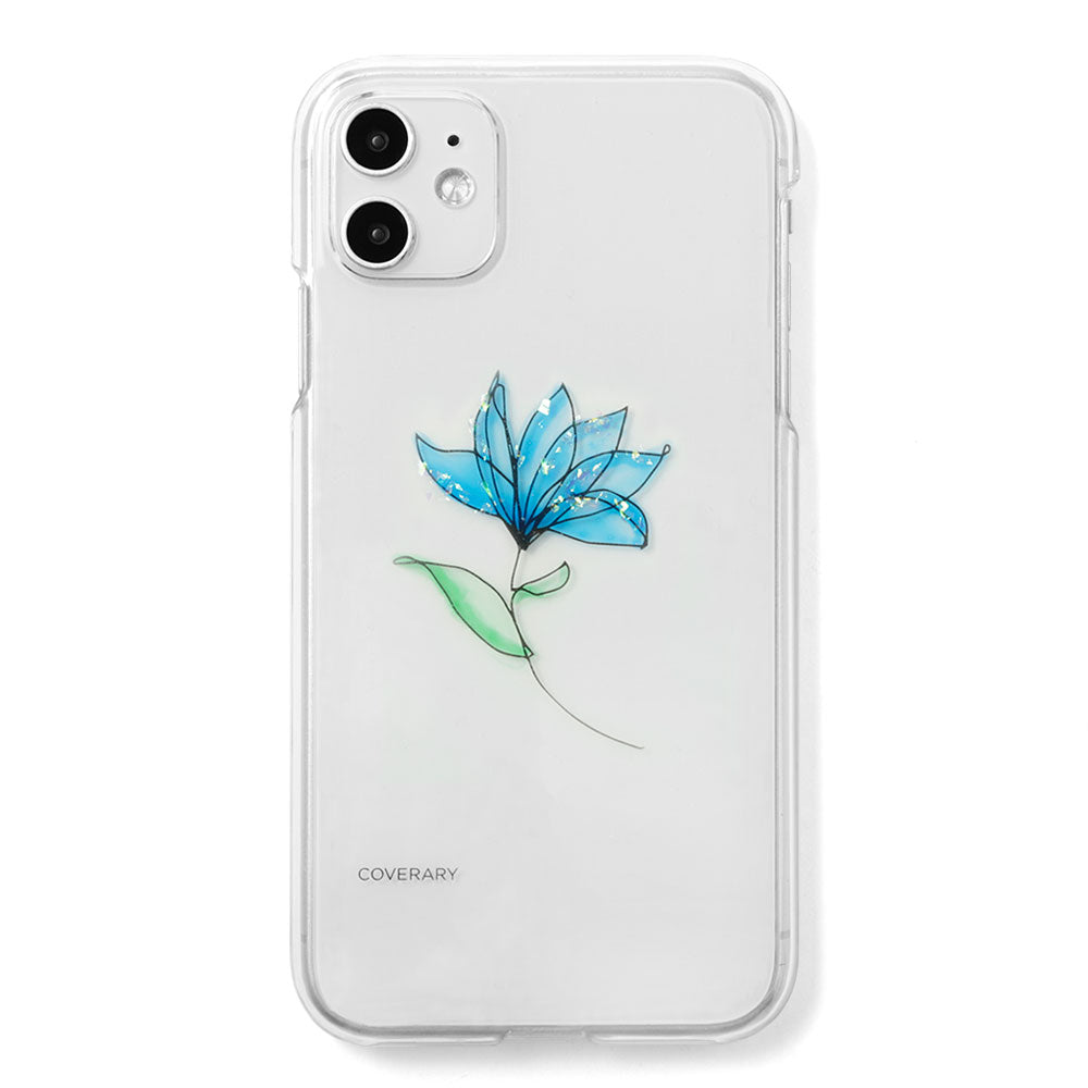 Clear case Resin × Laser processing Line art Flower Back case