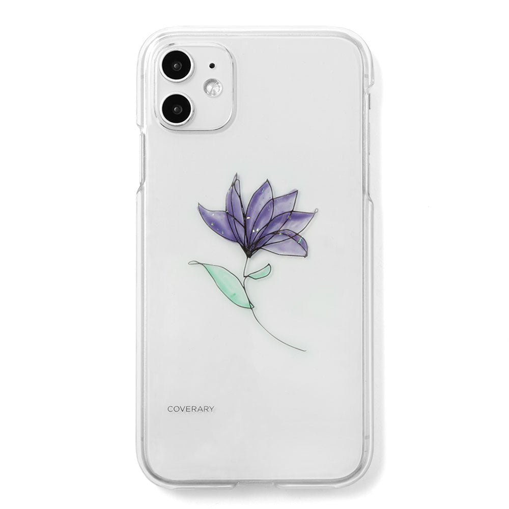 クリアケース レジン×レーザー加工 線画 フラワー 背面ケース Xperiaシリーズ