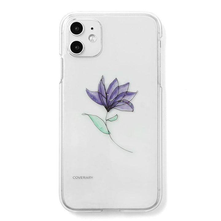 クリアケース レジン×レーザー加工 線画 フラワー 背面ケース Xperiaシリーズ