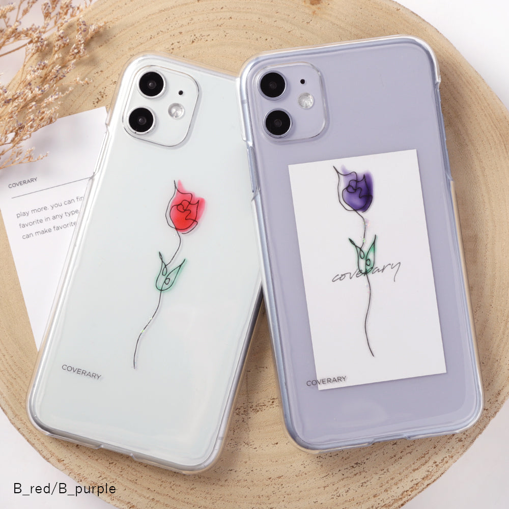 Boîtier transparent Résine × Gravure laser Dessin au trait Fleur Boîtier arrière Série Google Pixel