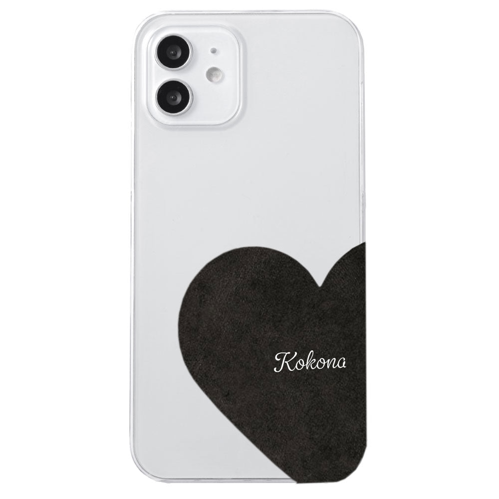 クリアケース ジャパンレザー モストロモチーフカットレザー プリントネーム 背面ケース