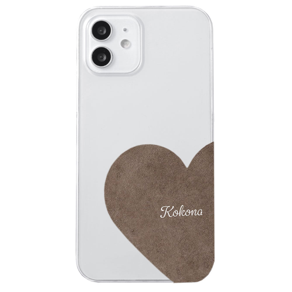 クリアケース ジャパンレザー モストロモチーフカットレザー プリントネーム 背面ケース