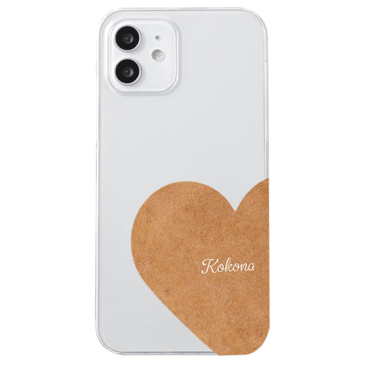 クリアケース ジャパンレザー モストロモチーフカットレザー プリントネーム 背面ケース