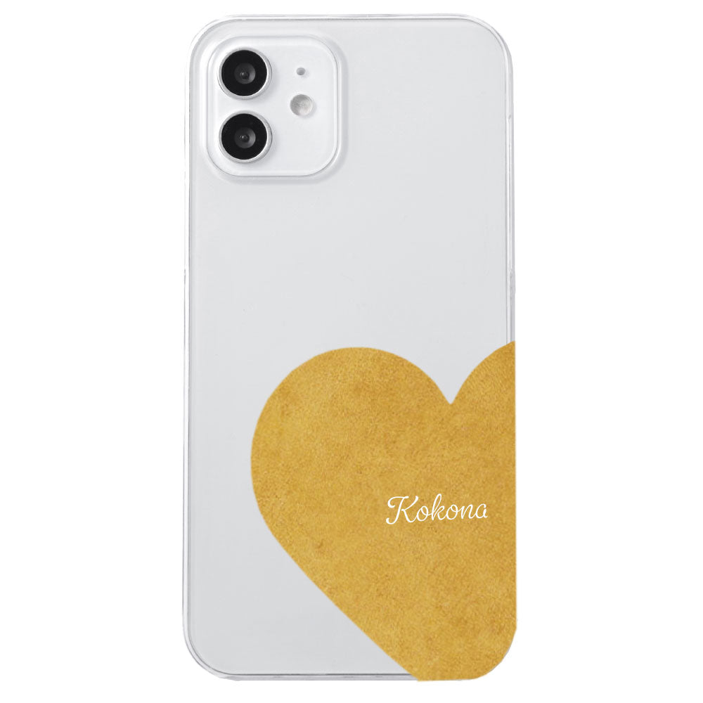 クリアケース ジャパンレザー モストロモチーフカットレザー プリントネーム 背面ケース