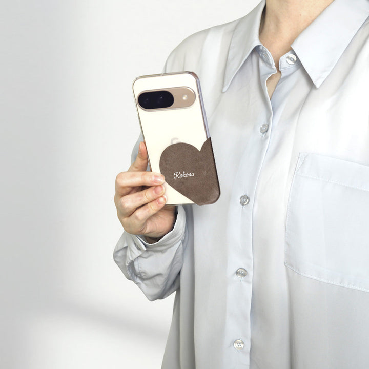 クリアケース ジャパンレザー モストロモチーフカットレザー プリントネーム 背面ケース