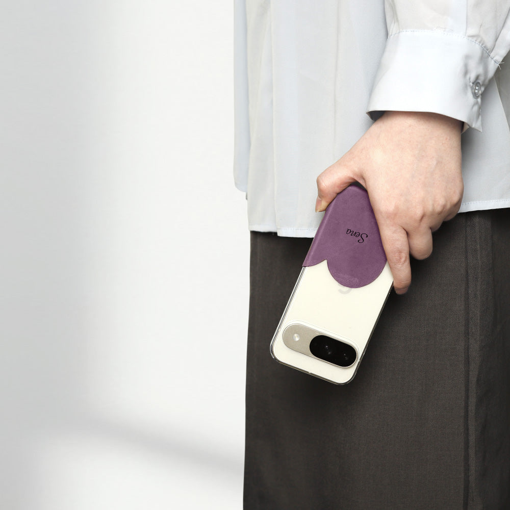 クリアケース ジャパンレザー モストロモチーフカットレザー プリントネーム 背面ケース