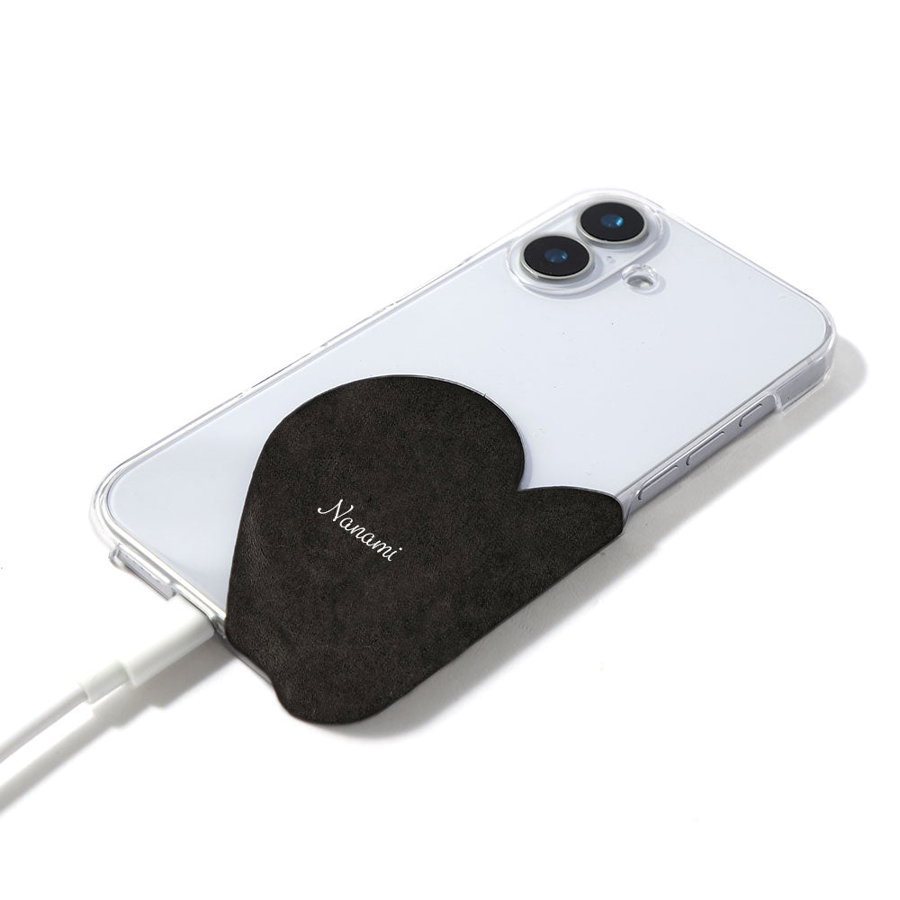 クリアケース ジャパンレザー モストロモチーフカットレザー プリントネーム 背面ケース