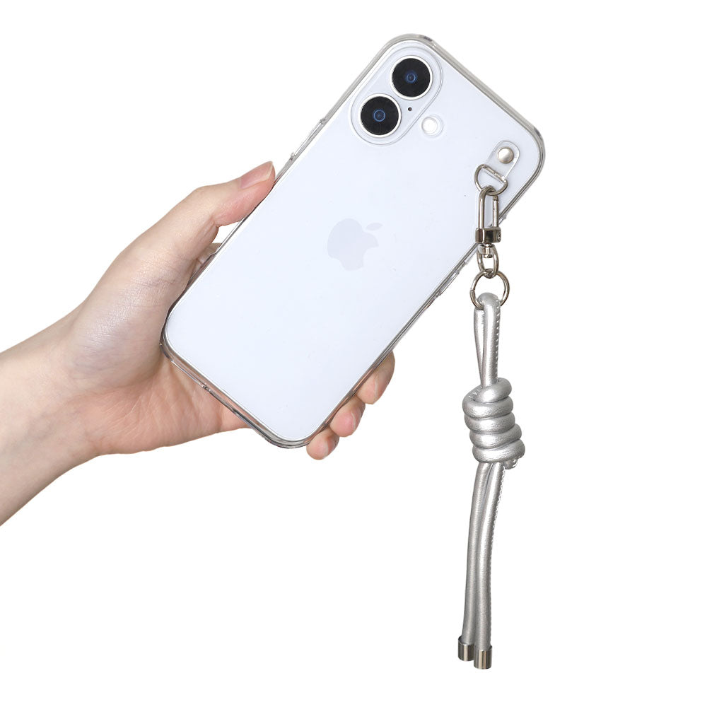 クリアケース ヴィーガンレザー 網紐チャーム1 背面ケース