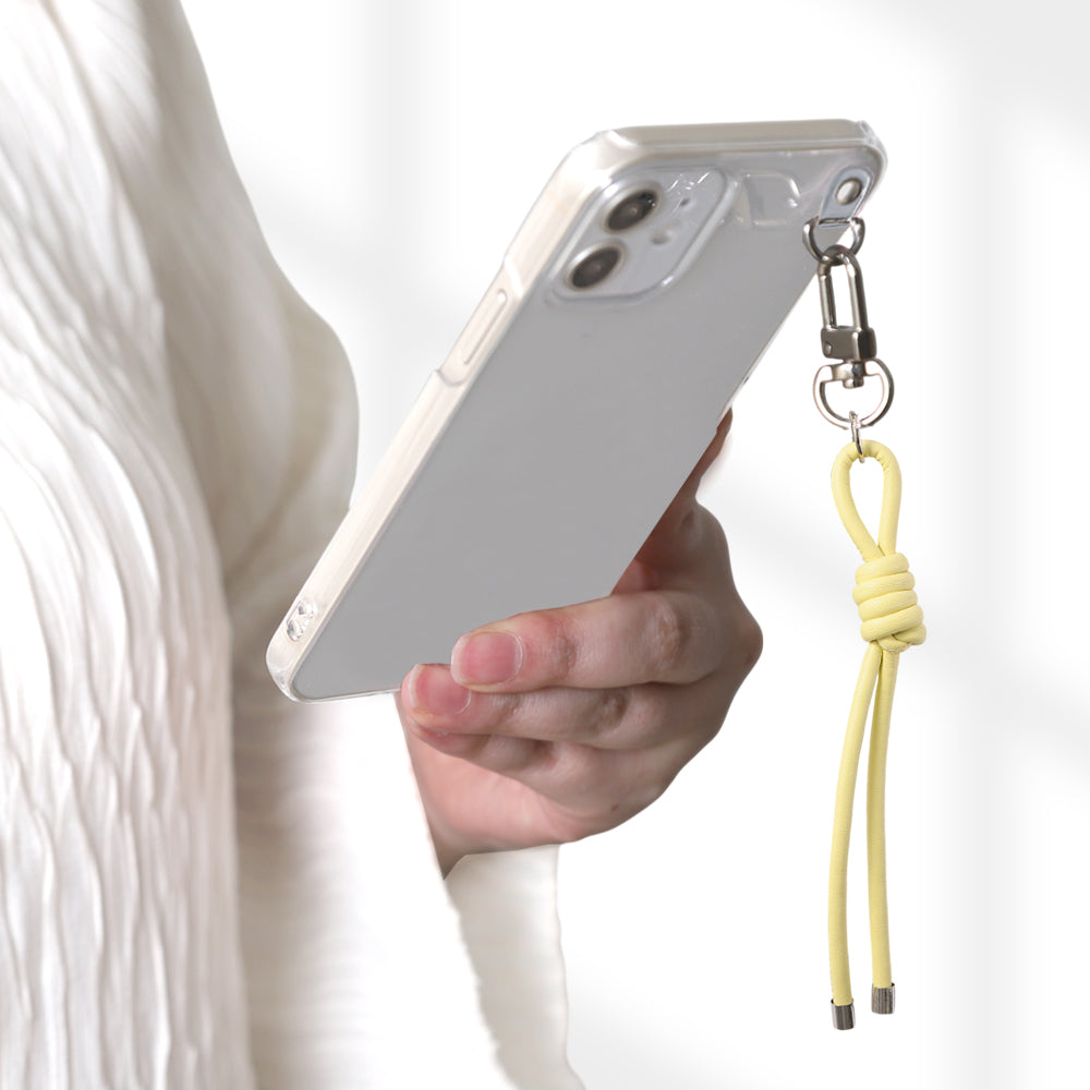 クリアケース ヴィーガンレザー 網紐チャーム1 背面ケース